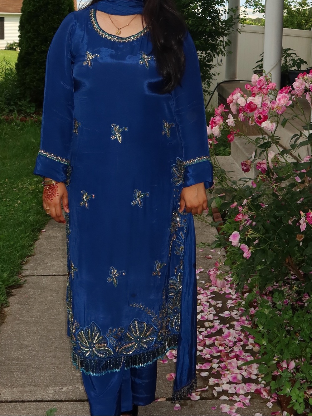 Pakistani Elegant Blue Embroidered Women's 3 piece set